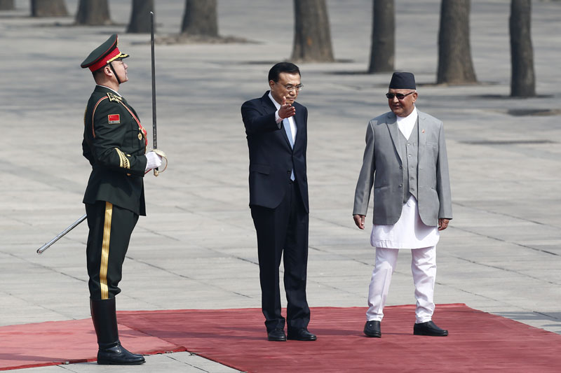 李克强举行仪式欢迎尼泊尔总理奥利访华