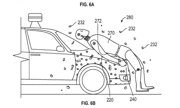 谷歌专利：无人驾驶汽车引擎盖上的“苍蝇粘纸”
